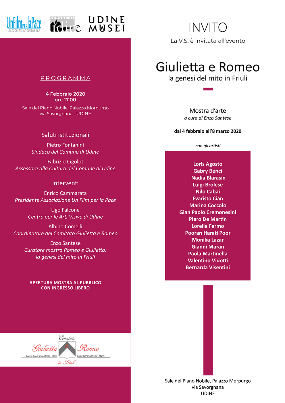 programma mostra Giulietta e Romeo
